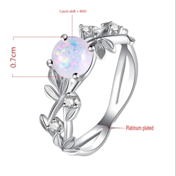 NEW Women's opal man-made ring crystal rhinestones flowers size 8 - Picture 2 of 5
